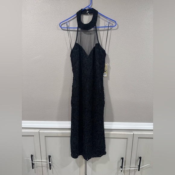 NWT Verte Black Beaded Neck Line Dress - Picture 2 of 9